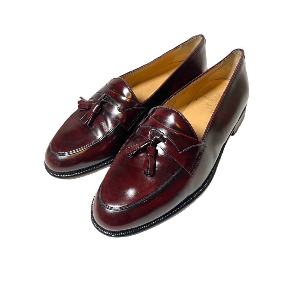 Bruno Magli Red Brown Leather Tassel Loafers